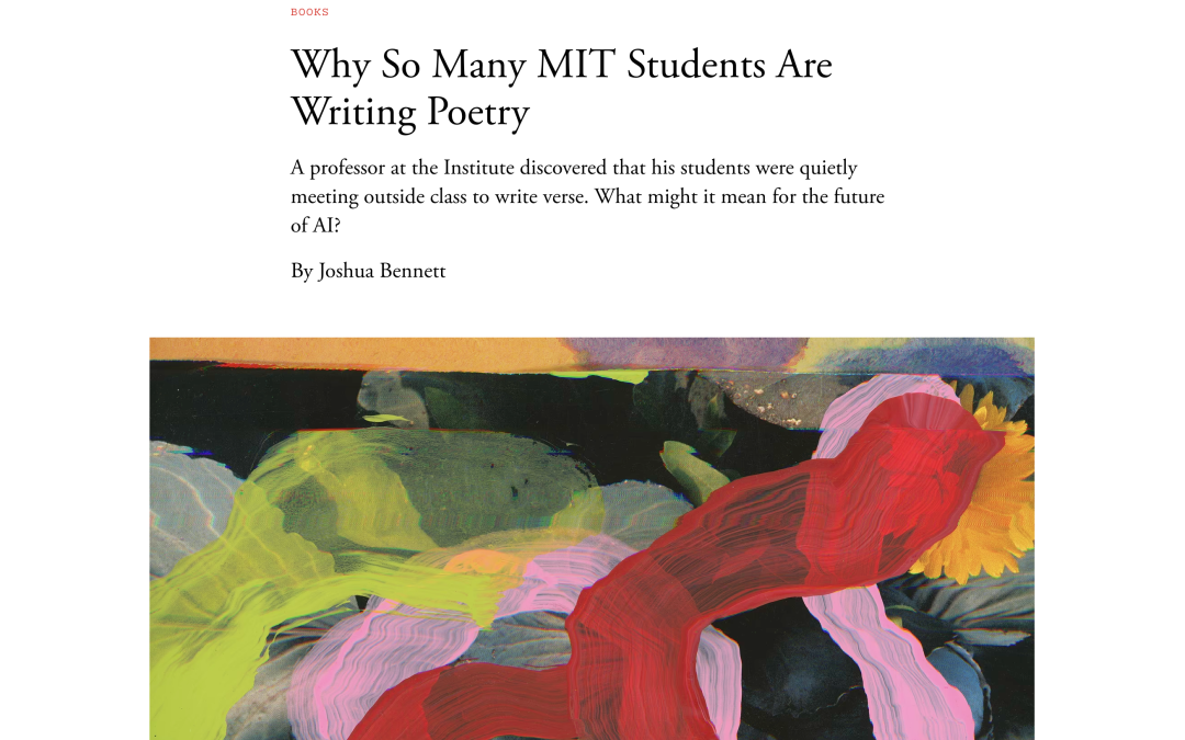 The Atlantic | Prof Joshua Bennett discusses on “Why So Many MIT Students Are Writing Poetry”